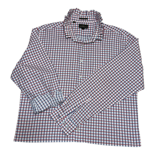 Red White and Blue Ruffle Collar Up Cycled Reworked Shirt