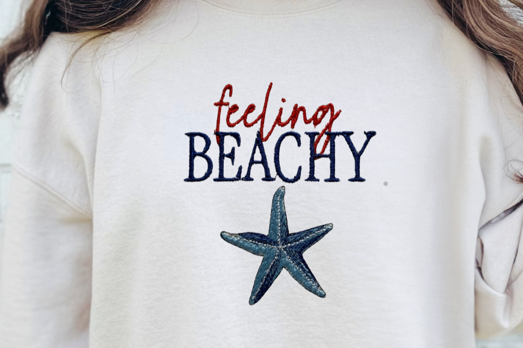 Feeling Beachy Embroidered Crewneck Sweatshirt