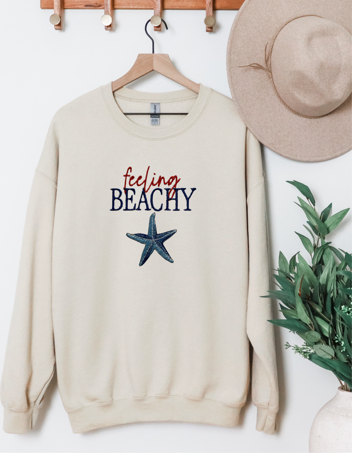 Feeling Beachy Embroidered Crewneck Sweatshirt
