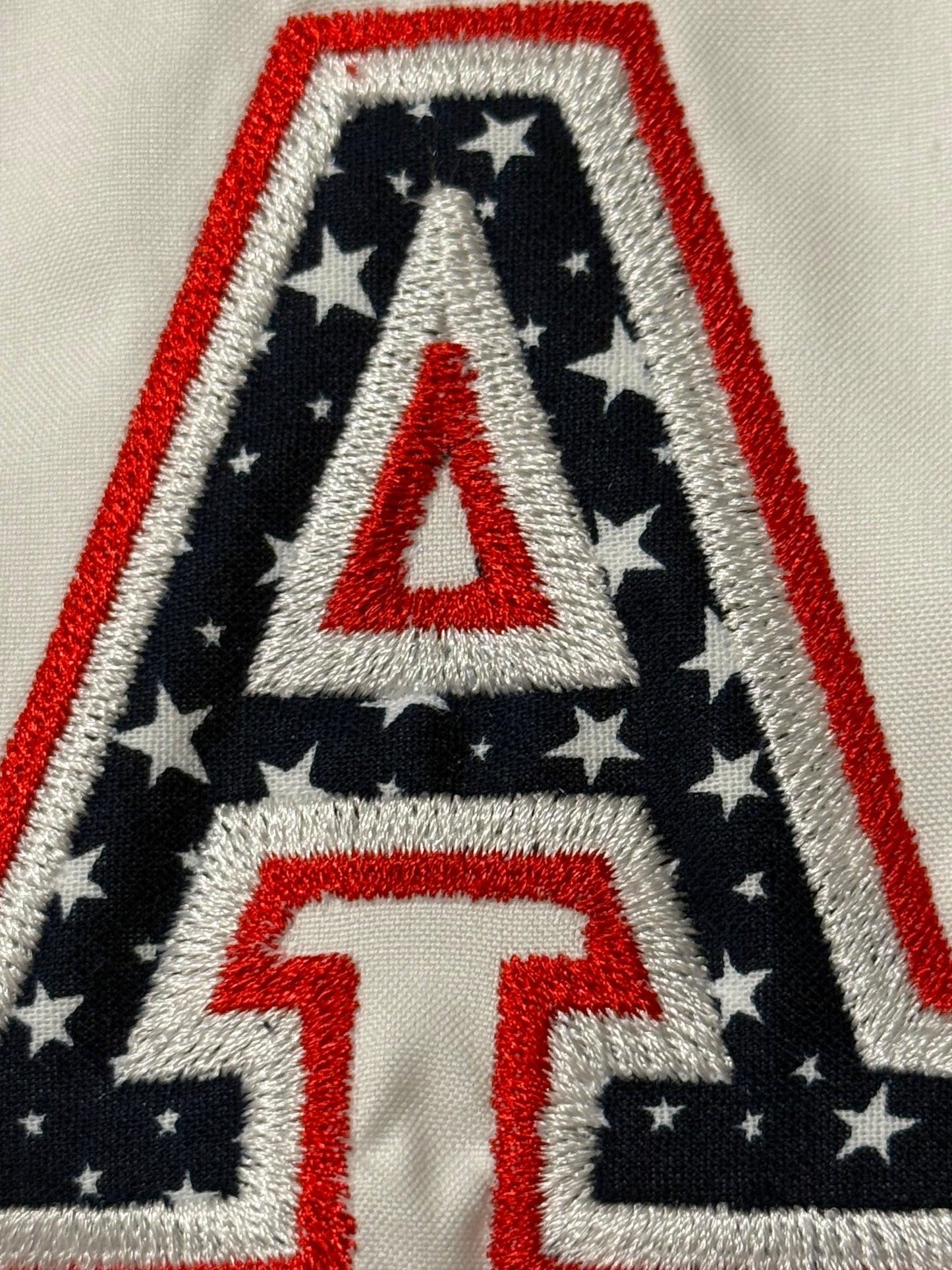 Patriotic Upcycled USA Embroidered Button-Down Shirt – Red, White & Blue Statement Piece