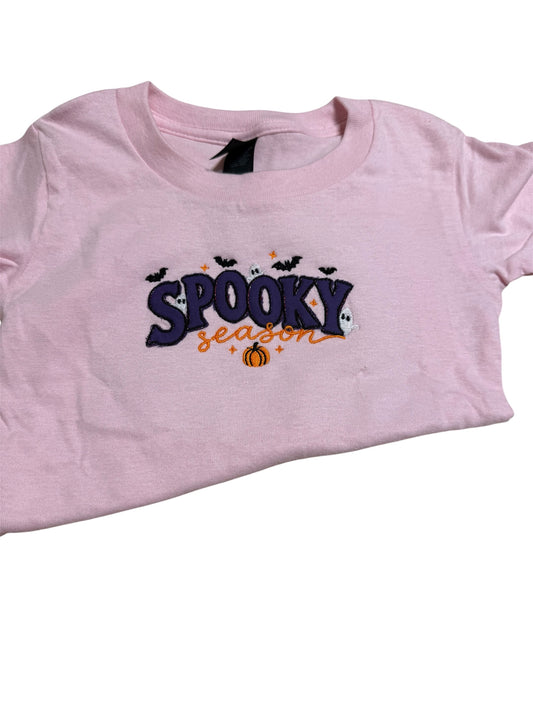 Spooky Season Halloween T-Shirt | Toddler & Adult Sizes | Cute Ghosts Bats Pumpkin Pink Tee