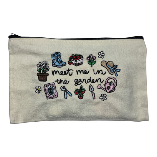 Meet Me in the Garden Embroidered Seed Packet Pouch | Canvas Zipper Organizer for Gardeners
