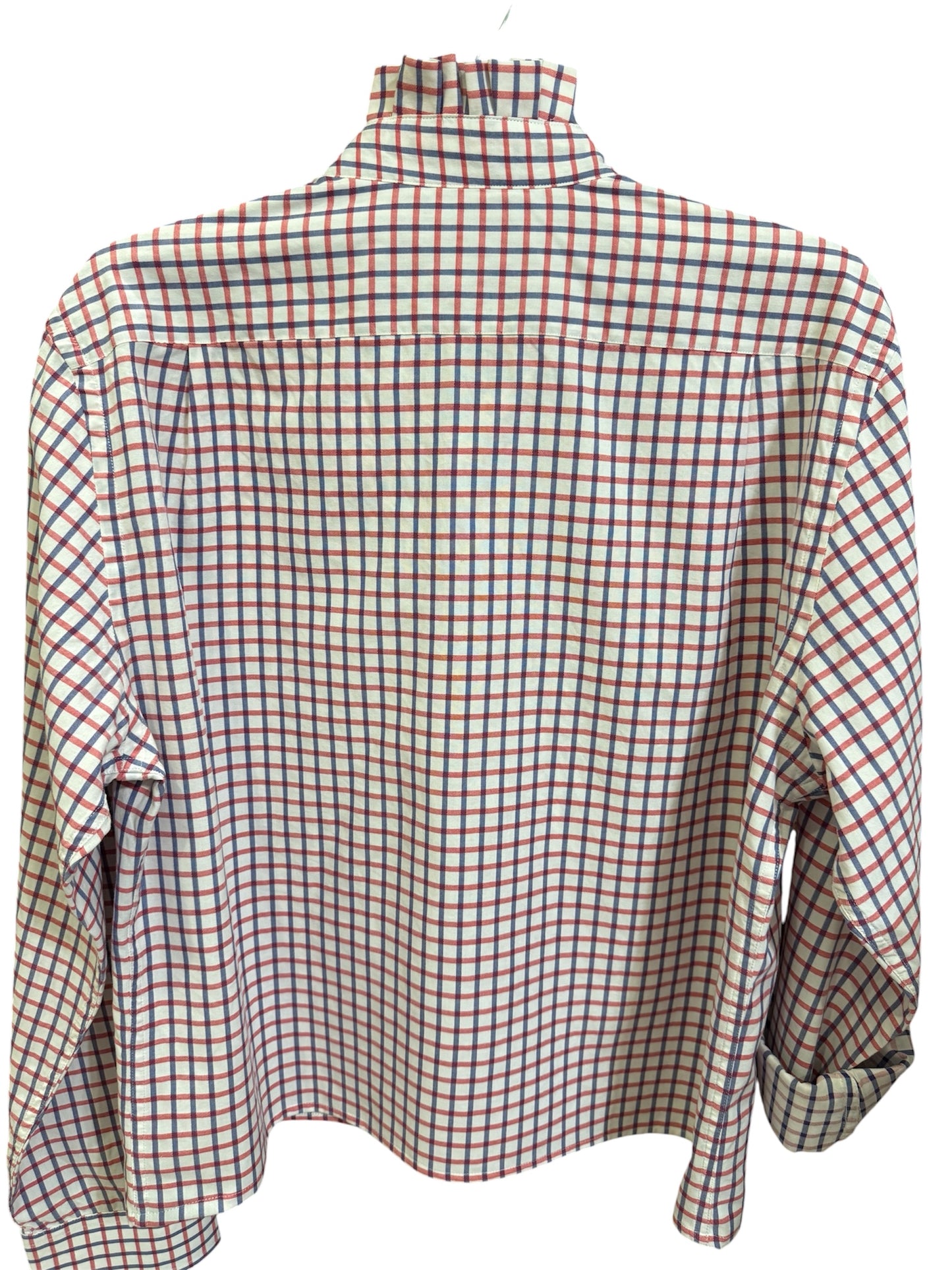 Red White and Blue Ruffle Collar Up Cycled Reworked Shirt