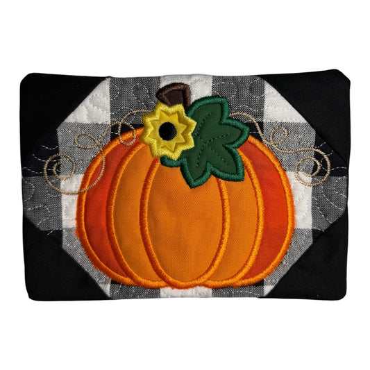 Handmade Embroidered Fall Holiday Pumpkin Mug Rug / Coaster
