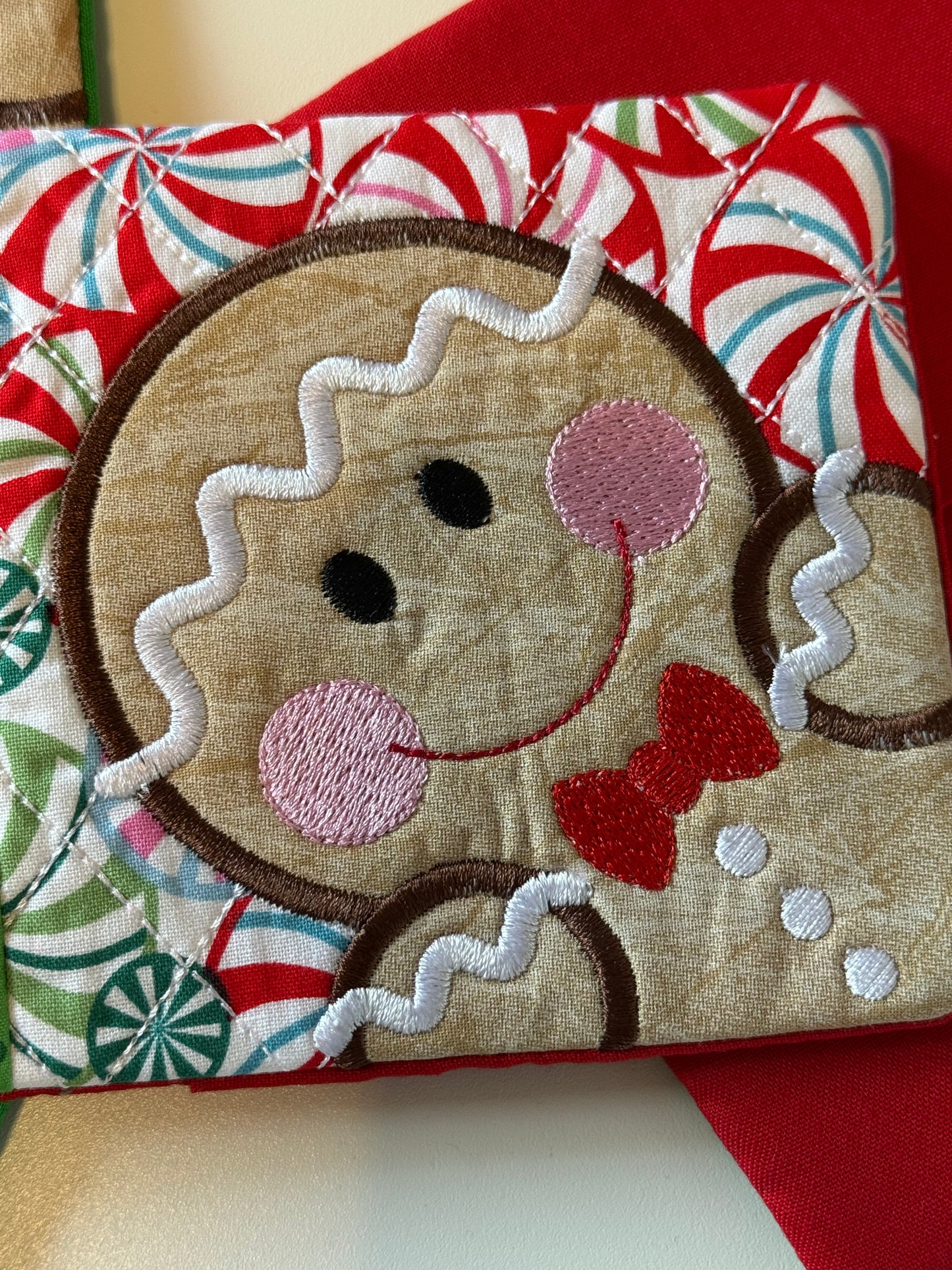 Gingerbread Embroidered Mug Rug