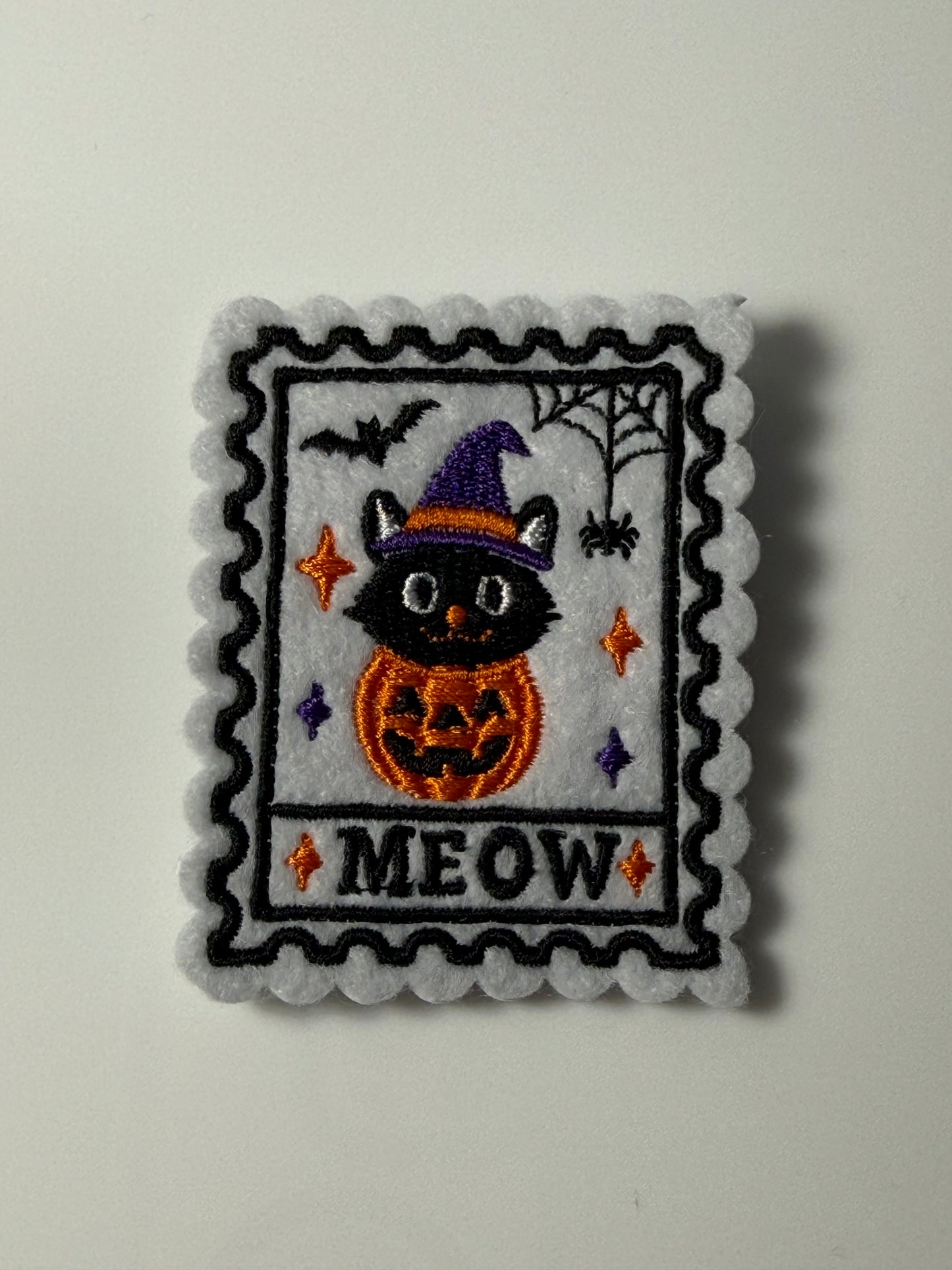 Embroidered Spooky Black Cat Halloween Magnet