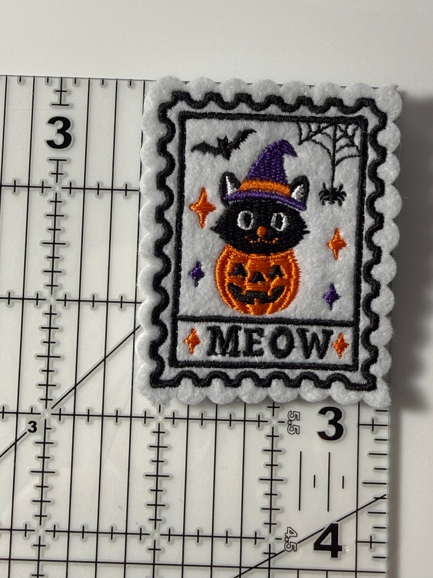 Embroidered Spooky Black Cat Halloween Magnet