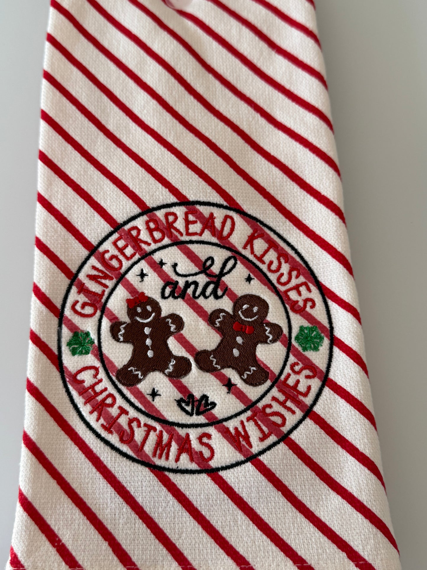 Gingerbread Holiday Christmas Embroidered Kitchen Towel