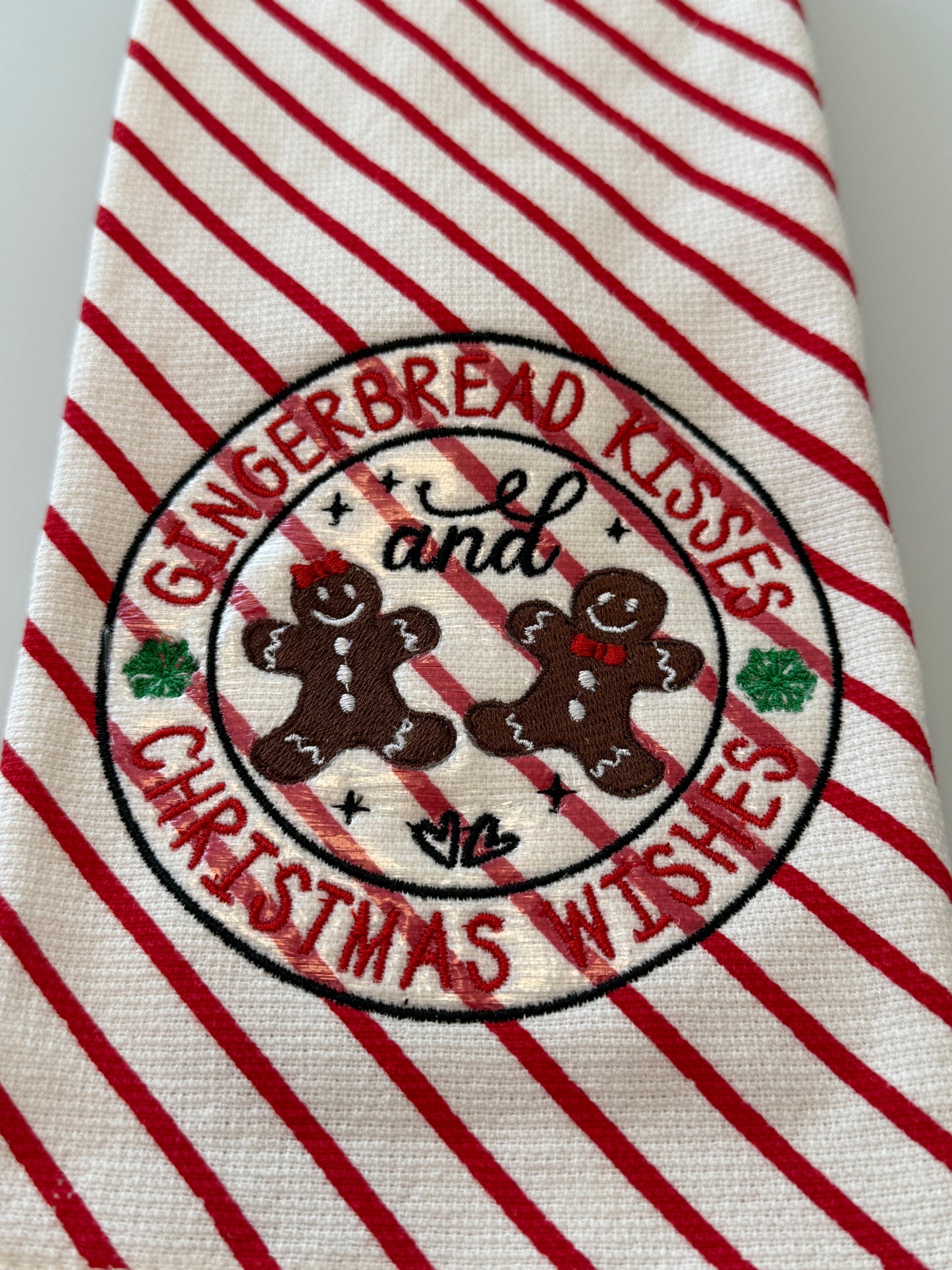 Gingerbread Holiday Christmas Embroidered Kitchen Towel