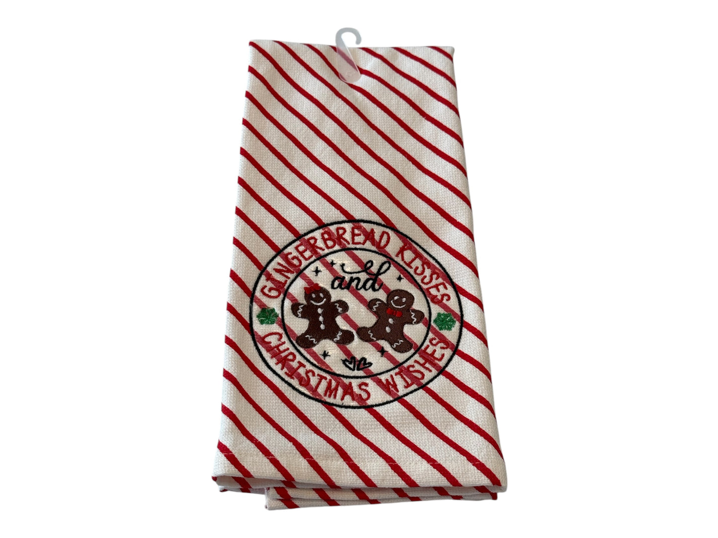 Gingerbread Holiday Christmas Embroidered Kitchen Towel