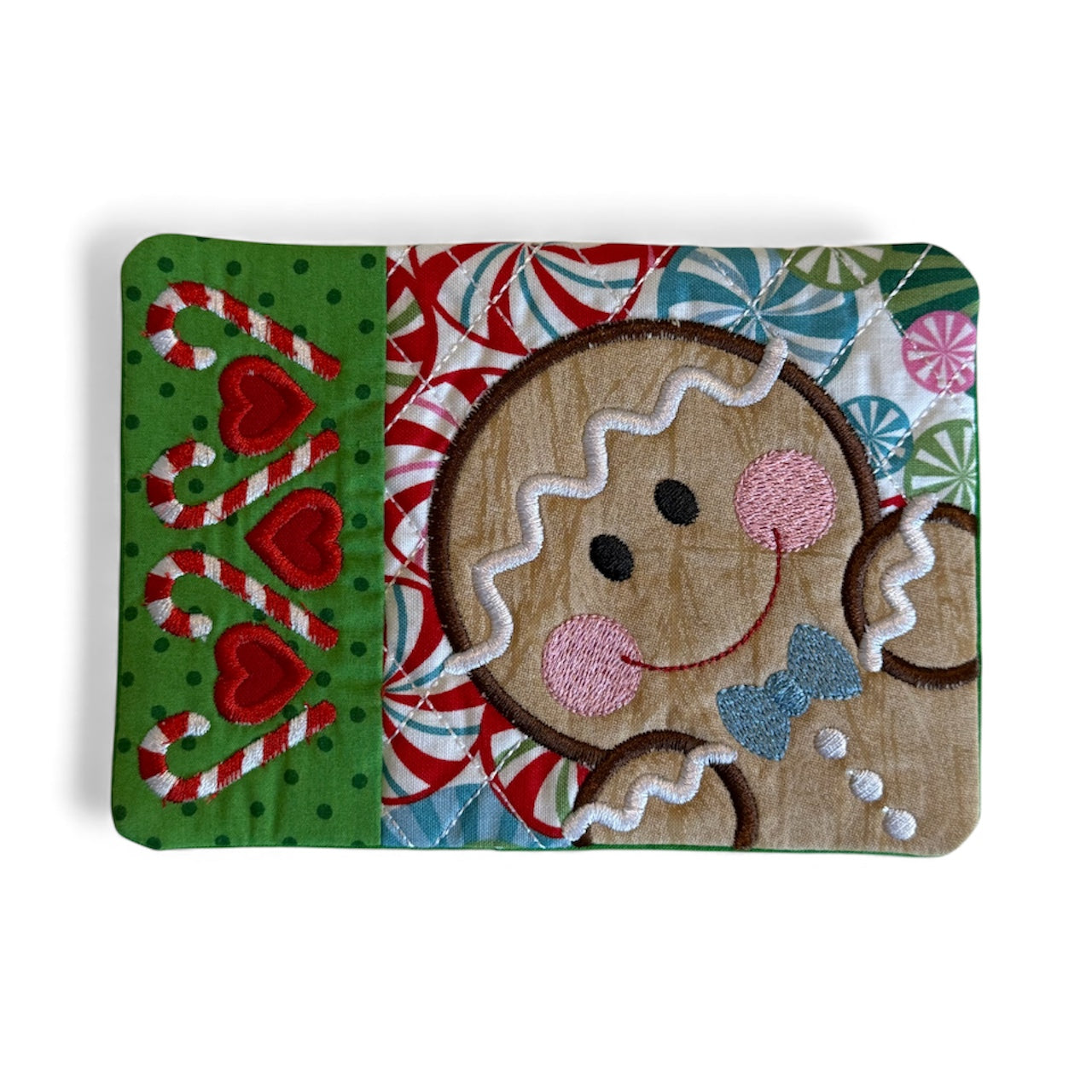 Gingerbread Embroidered Mug Rug